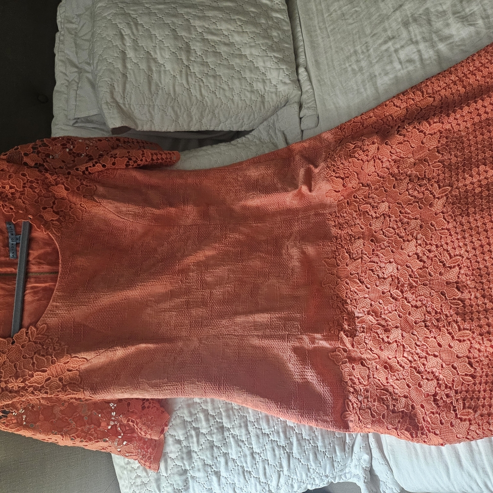 Elegant Coral Lace Dress